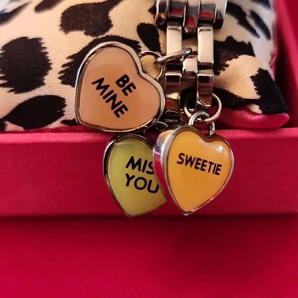 NWT Betsey Johnson Rare Love Silver Tone Charm Watch with Box!